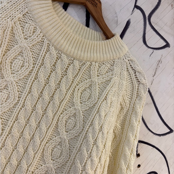 Vintage 80s Fisherman Cable Knit Shoulder Zip Chunky Knit Sweater - Picture 3 of 6